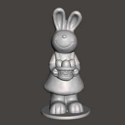 easterbunnyfigure1.jpg Fichier STL LAPIN DE PÂQUES AVEC PANIER ET OEUFS FIGURE MODÈLE ORNEMENT・Plan pour impression 3D à télécharger