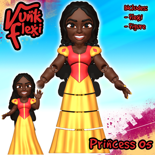 👸 Princess 05 MultiColor Flexi Print-In-Place + figure・ 3MF File for 3D ...