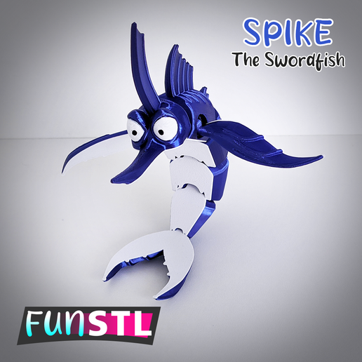 funstl-spike-flexi-articulated-swordfish-picture-3.png SPIKE гибкая шарнирная рыба-меч 3MF