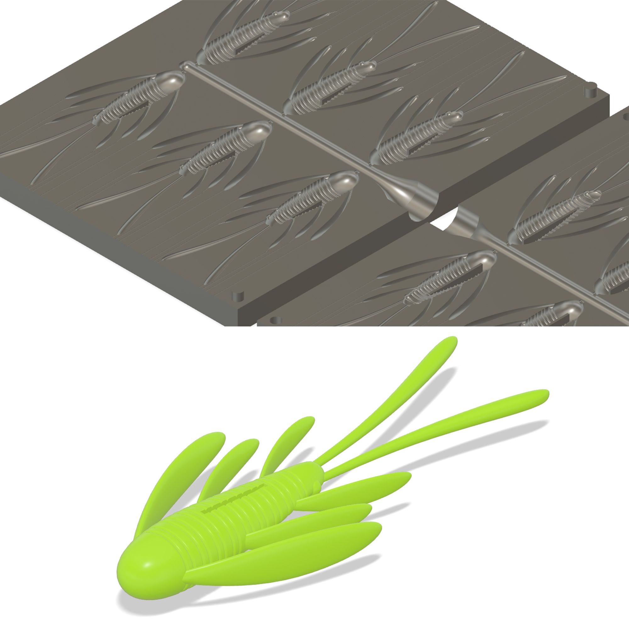 Download STL file Mold "Back Slide 50 mm." Fishing lure Softbait mold