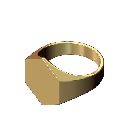 Large Engravble hexagonal signet ring US size 6to13 3D print model - 3D model önizlemesi