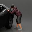 3DG-0004.jpg gangster man in a hoodie and cap shooting a gun behind the car