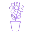 Simple 2D Flower by Slimprint.stl Simple 2D Flower in Pot - Wall Art - Gift