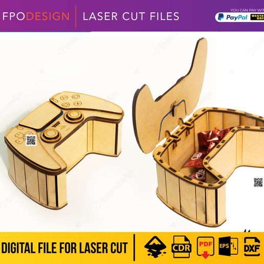 cajaplay1.jpg Caja de madera en forma de control de videojuegos, archivos corte láser para dulces regalos, box, svg, eps, pdf, dxf, gamer controller