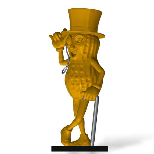 Mr. Peanut 木製キャラクタースタンド 🥜 Mr Peanut HD 3D Print Statue – Planters Style Peanut Mascot Art
