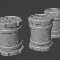 ovw.png Archivo STL 3x barril scifi, tóxico, llama, eléctrico・Objeto imprimible en 3D para descargar