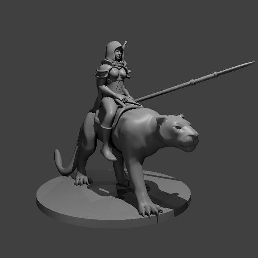 ♀️ Female Ranger and her Giant Panther Mount・Free STL File for 3D ...