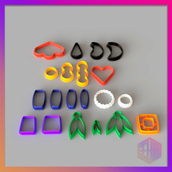 stamps-render-final.png STL file 20 DIFFERENT MODELS OF POLYMER CLAY CUTTERS - MEGA BUNDLE・3D print design to download, IVMdesign