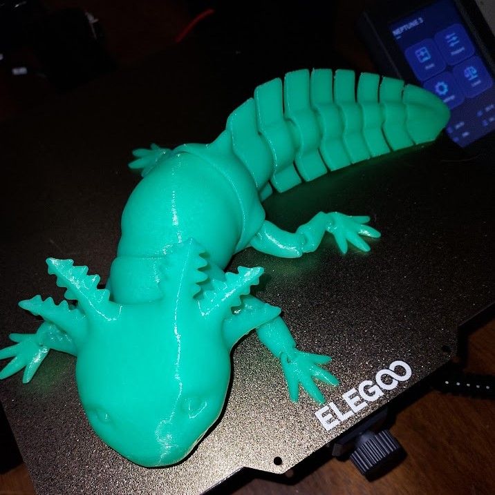 3D printer Adorable Articulated Axolotl, Print-In-Place Body, Snap-Fit ...