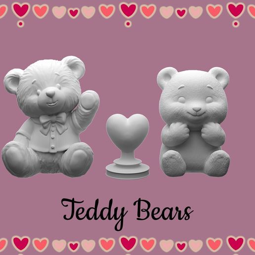 Valentine Teddy Bears & Heart Stand – Miniature Kissing Booth Decor