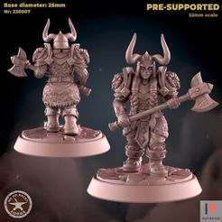 230507-Dwarf_Female_Heritage_2handaxe.jpg Файл 3D Нападение гномьего женского наследия・3D-печатная модель для загрузки