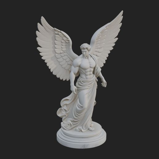 Winged Angel Woman Statue Design 11 - 3D Print Model
