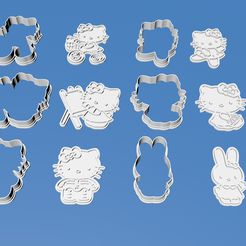 Untitled 14.jpg STL-Datei 20 cookie cutter hello kitty kostenlos・Modell für 3D-Druck zum herunterladen