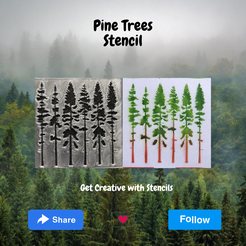 Pine Trees Stencil tag pe Bee ce Lae Seto) Descargar archivo STL Plantilla de pinos - pinos rojos • Diseño para imprimir en 3D, 112bluelake