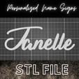 Stl-file-2.png Janelle Name sign / Personalized sign / Cake topper / Birthday topper/ Bedroom door sign