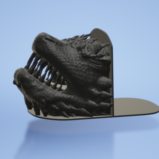 Dragon Head Book Nook, Bookshelf Decoration - Fantasy Bookend· STL File For 3D Printing·Cults - View #4