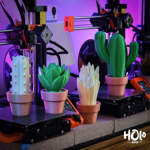 Oe ae te Fichier 3D Décoration d'intérieur en forme de cactus mignon - Print in Place・Objet imprimable en 3D à télécharger, Holoprops