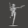 cybercowgirl2.jpg CYBER COWGIRL MODELO EM MINIATURA PARA JOGOS DE FICÇÃO CIENTÍFICA RPG DND