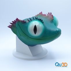 HERP-00042-Korini-Comic-Kronengecko1.jpg Archivo STL Crowned Gecko - Comic Head Model 3D- STL Print File- High Polygon・Diseño de impresión en 3D para descargar