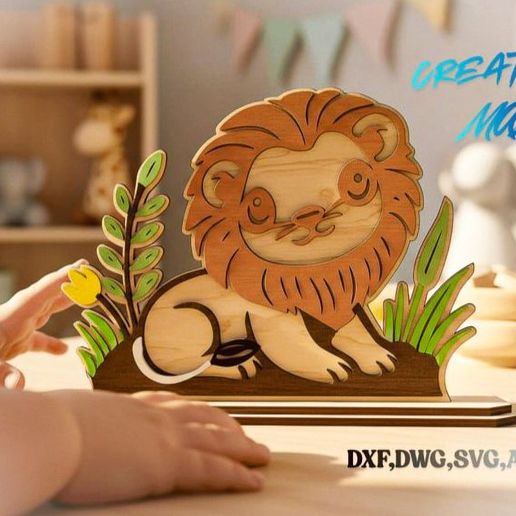 Cute 3D Layered Lion - Laser Cut File SVG DXF