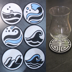 Sans-titre10.png Fichier STL 6 Coaster Ocean Wave 2・Plan imprimable en 3D à télécharger