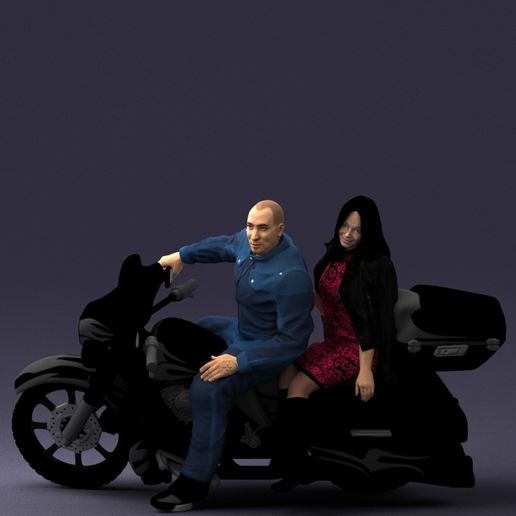 000428 Biker Couple on Motorcycle Character Set 3D Scan