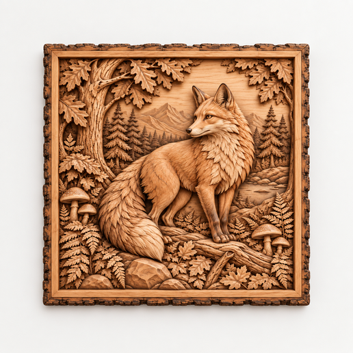 Fox Woodland 3D Relief STL File
