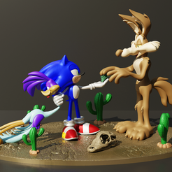 ZENBRUSH3D Sonic , Wile E. Coyote And The Road Runner - Looney Tunes 3D PRINTING MODEL STL