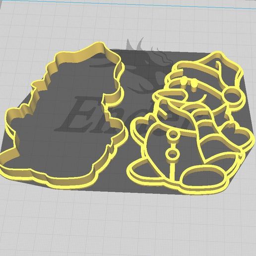 Christmas Snowman Cookie and Fondant Cutter with Embosser - 3D model önizlemesi