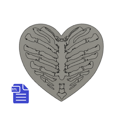 STL00590-1.png Descargar archivo Heart RibCage - Piezas en bruto para la fabricación de moldes al vacío • Diseño imprimible en 3D, CraftsAndGlitterShop