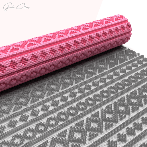 sdgsdg.png Knitted Texture Roller For Polymer Clay, Ethnic Clay Texture Rolling Pin, Polymer Clay Tool, Printable, Digital STL File, No: 1479