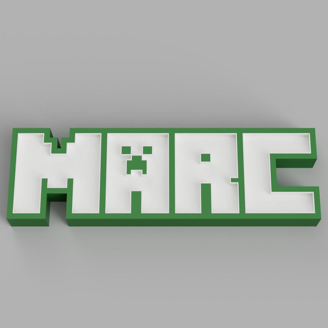 download file nameled marc led lamp with name minecraft font 3d printable design cults