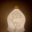 Roselampwithlid.jpg Enchanted Rose in Bell Shaped Jar, Table Lamp Lampshade. Beauty and the Beast.