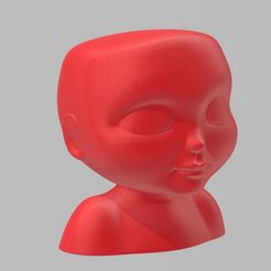 POT.JPG STL file woman face flowerpot・3D printer model to download
