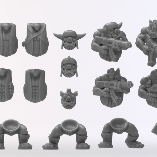pork boys final render.png Archivo STL Juego modular de los chicos del cerdo・Diseño de impresora 3D para descargar, KarnageKing