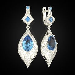 Earrings-stone-pear-and-princess-2.jpg Archivo STL Pendientes piedra pera y princesa・Modelo para descargar y imprimir en 3D