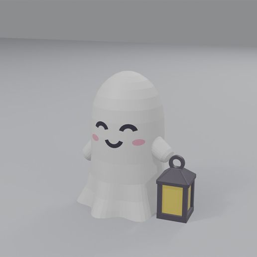 Lantern Ghost - Cute Kawaii Halloween Ghost Figurine, Multicolour, No Supports - STL + 3MF