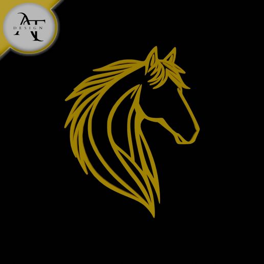 Horse - Line Art - 2D Wall Art Decor 3D model