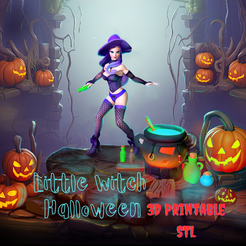 Little-Witch-Halloween.png Sorcière imprimable en 3D STL
