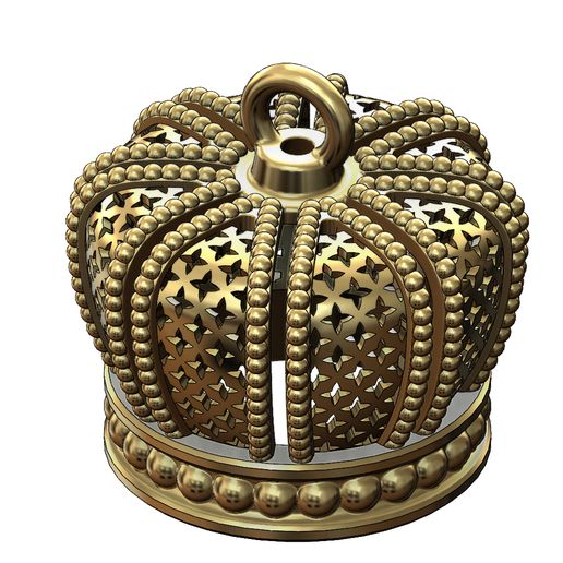 Crown shaped pendant and charm with moucharabieh motif (V4) - 3D model önizlemesi