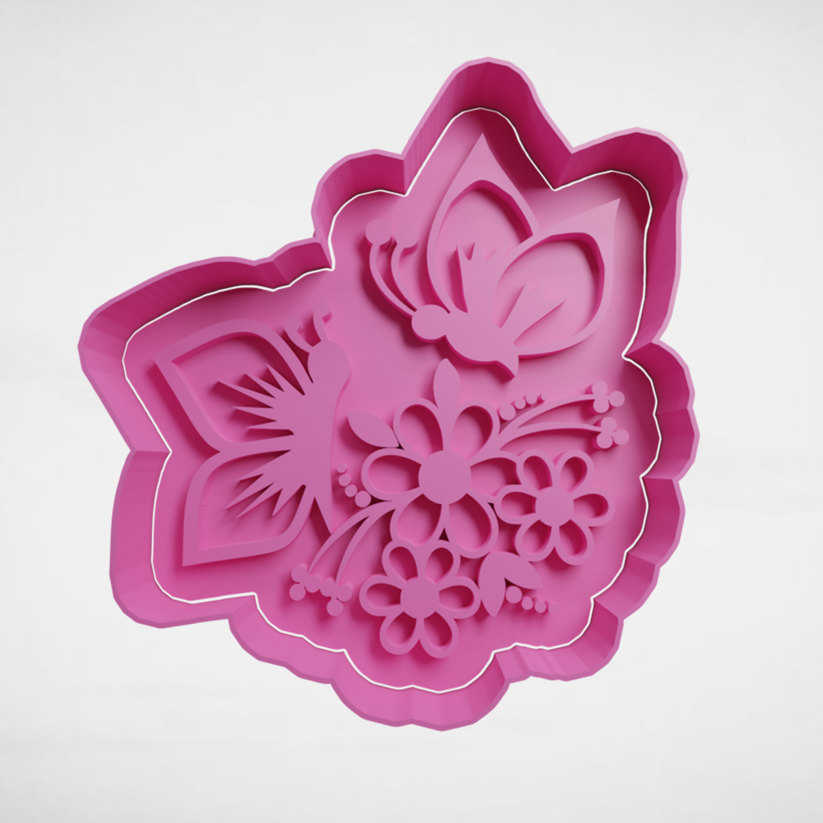 push-diseño.png STL-Datei Blumen mit Schmetterlingen・3D-druckbare Vorlage zum herunterladen, escuderolu
