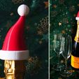 bubbly_display_large.jpg Santa Hat - Christmas decoration that fits onto the top of a bottle of Bubbly!