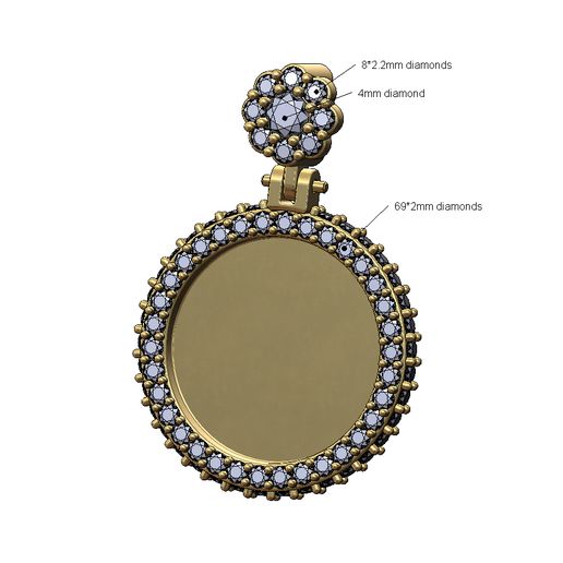 Flower cluster bail iced diamond memory picture pendant 3D print model