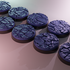 ovw.png STL file 10x 32mm base with cobblestone v5 (+toppers)・3D print object to download