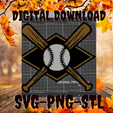 Digital-download-1.png Baseball wall decor  3 color layer/ Cake topper / bat and ball / NBL decor/ Baseball gift