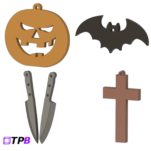 Hallowen earrings pack 3D model