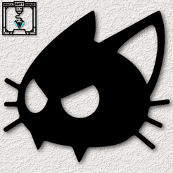 project_20230913_1255538-01.png STL file kawaii cat wall art mad kawaii kitty wall decor 2d animal anime・3D printing idea to download