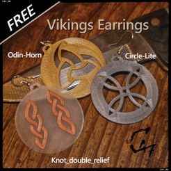 Vikings-earrings_free.jpg Archivo STL gratis Pendientes Vikingos Redondos / Talismanes - Muestras GRATIS・Diseño de impresión 3D para descargar, c47