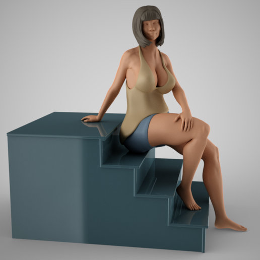 Woman Sitting on the Stairs