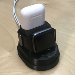 1.jpg Free STL file stand charger airpod and apple watch・Design to download and 3D print
